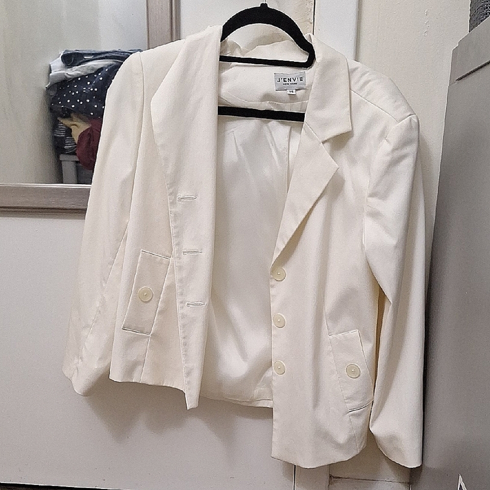 Elegant White Blazer Structured Suit Jacket
